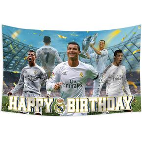 3x5ft Soccer Birthday Party Backdrop Ronaldo Tapestry for Soccer Photo Background Birthday Party Supplies Football Photo Booth Props Boys Kids in Kuwait