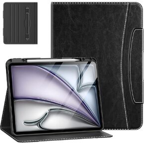 MoKo Case for iPad Air 13 Inch M2 2024 & iPad Pro 12.9 2022/2021/2020/2018 with Pencil Holder, Premium Leather Folio Stand Cover for iPad Air 13"/iPad Pro 12.9" 6th/5th/4th/3rd Gen, Black