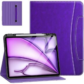 MoKo Case for iPad Air 13 Inch M2 2024 & iPad Pro 12.9 2022/2021/2020/2018 with Pencil Holder, Premium Leather Folio Stand Cover for iPad Air 13"/iPad Pro 12.9" 6th/5th/4th/3rd Gen, Black