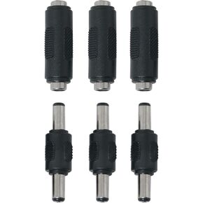 6PCS 5.5mm x 2.1mm Female to Female DC Power Connector Adapter, Male to Male Power Plug Jack Barrel for CCTV Security Camera Led Strip