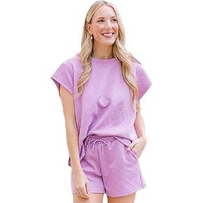 Claire Lattice Design, On-The-Go, Polyester Blend Women's Versatile Leisure Short Set