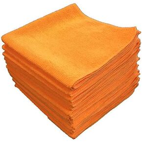 Microfiber Towels 16" x 16" Orange(Qty. 12) - Ultra Absorbent, Scratch & Lint Free(300GSM)