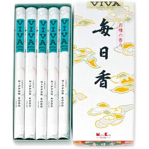 MAINICHI-KOH Viva Sandalwood Long Stick 5 Rolls by NIPPON KODO, Japanese Quality Incense, Since 1575
