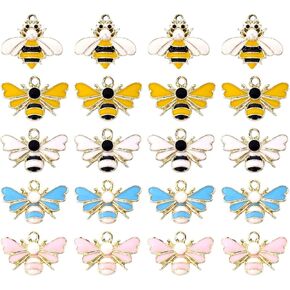 yueton 20PCS Enamel Alloy Bee Honeybee Charms Pendant Insects Pendant for Earrings Bracelets Necklaces Jewelry Making and DIY Crafts