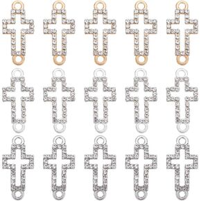 SUNNYCLUE 1 Box 30Pcs Cross Charms Baroque Style Rhinestone Cross Charm Imitation Pearl Beads Easter Crosses Crucifix Charms for Jewelry Making Charms DIY Necklace Earrings Keychain Craft Supplies