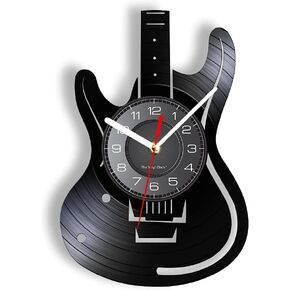 12 Inch Guitar LED Wall Clock with 7 Luminous Modes, Musical Instruments Clock Watch Silent Non Ticking Guitar Shaped Wall Clock for Music Room Rock N Roll Decor Music Lovers Guitarist Gifts