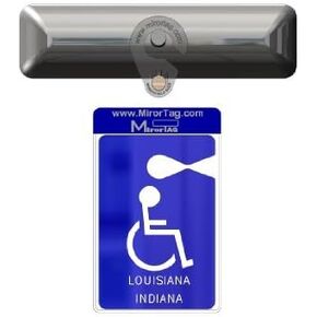 Mirortag Silver - a Novel Holder for Louisiana & Indiana Handicap Parking Placard & Other Hang Tag Permits. Magnetically Display & Remove Your Tag. Holder only, Tag not Included