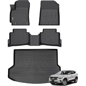 Wailtnb- Floor Mats Fit Kia Seltos 2020-2024 All Weather Car Floor Liners for 2020-2024 Kia Seltos Car Mats Fit for Kia Seltos Accessories for Kia Seltos 2024 2023 2022 2021 2020 Rubber Black