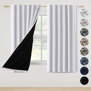 FantasDecor Full Blackout Curtains for Living Room 2 Panels Set 52x96 Thermal Insulated Noise Reducing Window Drapes with Darkening Liner Rod Pocket & Back Tab Machine Washable Navy