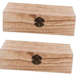 1 Set 2pcs Solid Wood Storage Box Rustic Wood Boxes Wooden Boxes for Storage Creative Cabinet Container Jewelry Case Christmas Craft Wooden Storage Boxes Man Jewelry Box Desktop
