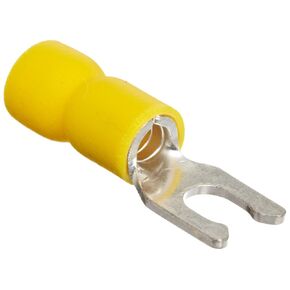 11716 Locking Spade Terminal, Vinyl Insulated, Yellow, 12-10 Wire Size, #8 Stud Size (Pack of 100)