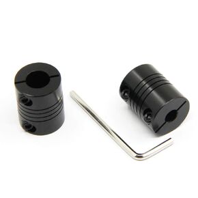 2PCS Black 6.35mm to 10mm Flexible Shaft Coupling 25mm Length 20mm Diameter for Stepper Motor Coupler Aluminum Alloy for 3D Printer and CNC Machine (6.35x10mm)