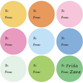 Whaline 315Pcs Pastel Gift Tag Stickers 2.5 Inch Colorful Circle Present Stickers to and from Self-Adhesive Blank Seal Labels for Party Favors Marking, 9 Colors