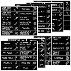84 PCS Toolbox Organization Labels,Removable Tool Chest Label Stickers, Tool Box Accessories for Tool Box Drawers,3 x 0.79 Inches,with 6 PCS Blank Labels for DIY (Black)