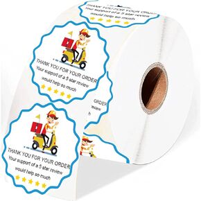 500 Pcs 2 Inch 5 Star Review Delivery Labels Thank You for Your Order Stickers - Food Delivery Tamper Evident Sealed for Freshness Labels Stickers for Food Package