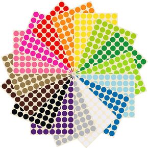 AUGSUN 2240 Pcs 3/4" Color Dot Stickers, Round Color Coding Circle Dot Sticker Labels 16 Assorted Colors 0.75 Inch Sticky Dots Colored Labels Stickers for School Office Class Student