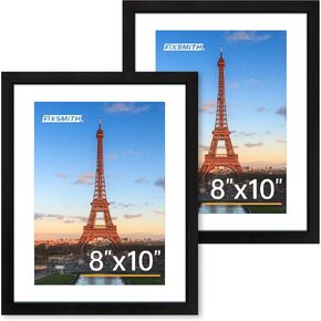 FIXSMITH 11x14 Picture Frame 2 Pack, Photo Frame with HD Plexiglass, Display Pictures 8x10 with Mat or 11x14 Without Mat, Black Picture Frames Collage Wall Decor, Gallary Wall Frame