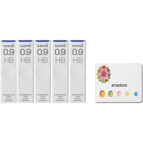 amazdone Uni Mechanical Pencil Lead,The Uni Smudge-Proof Leads 0.9mm（ULS0936）/HB - 5 Pack/total 180 Leads, Sticky Notes Value Set