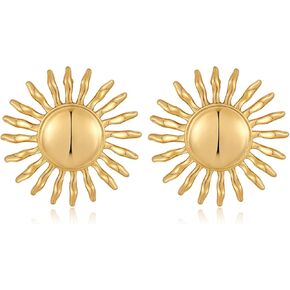 Gold Round Geometric Stud Earrings for Women Exaggerated Stud Earrings Statement Trendy Jewelry Gifts