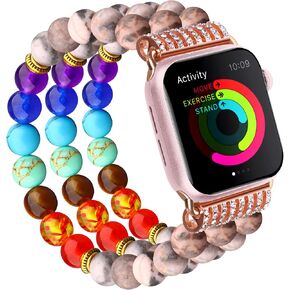 سوار شفاء 7 شقرا سوار مطرز متوافق مع سلسلة iWatch SE 6 5 4 3 2 1 38 مم 40 مم 42 مم 44 مم مع محول من الفولاذ المقاوم للصدأ in Kuwait