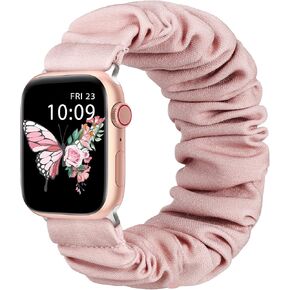Scrunchie Bands Compatible with Apple Watch Band 40mm 41mm 38mm 44mm 42mm 45mm for Women,Cloth Cute Printed Elastic Solo Loop iWatch Bands Wristband Strap for iWatch SE Series 9 8 7 6 5 4 3 2 1