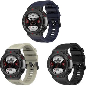 3 Pack Compatible for Amazfit T-Rex 2/Amazfit Active Edge Watch Bands, Silicone Replacement Band Straps Accessories Fit for Amazfit T-Rex 2 T-Rex2/Amazfit Active Edge Smartwatch