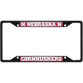 FANMATS 31269 Nebraska Cornhuskers Metal License Plate Frame Black Finish