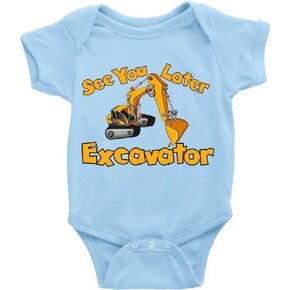 See You Later Excavator Novetly Newborn Crawl Bodysuit Short Sleeve Baby Playsuit