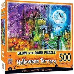 MasterPieces 500 Piece Glow in The Dark Halloween Jigsaw Puzzle - Halloween Terrors - 15"x21"