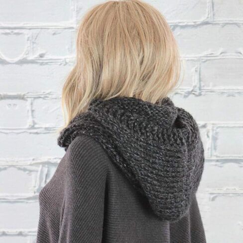 Women Winter Knit Hood Infinity Scarf Windproof Shawl Wrap Earflap Neck Warmer,Ladies Scarf,Dark Gray in Saudi Arabia