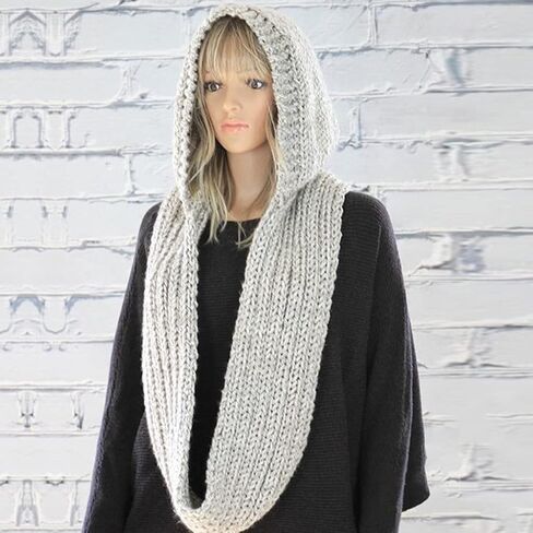 Women Winter Knit Hood Infinity Scarf Windproof Shawl Wrap Earflap Neck Warmer,Ladies Scarf,Dark Gray in Saudi Arabia