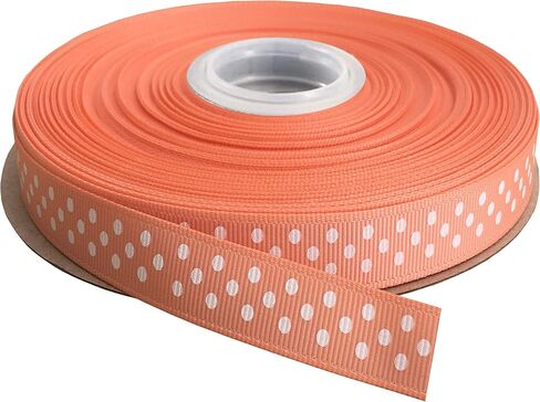 5/8 Inch Wide 50 Yards Polka Dot Grosgrain Ribbons Peach in Saudi Arabia