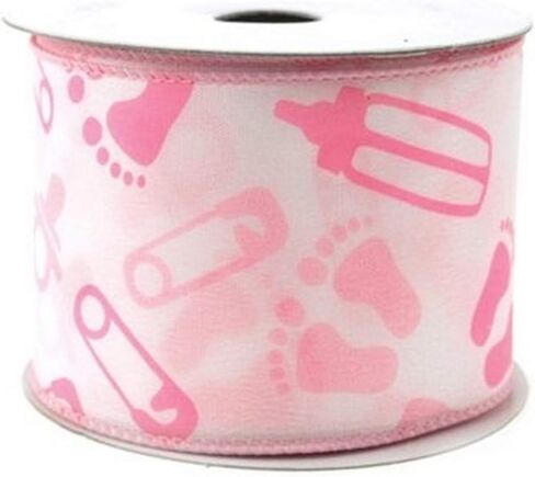 Baby Shower Items Polyester Wired Ribbon, 2-1/2-inch, 10-Yard (Light Pink) in Saudi Arabia