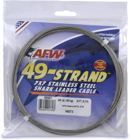 American Fishing Wire 49 Strand, 7x7 Stainless Steel Leader Cable - Strong Heavy Duty Fishing Wire for Shark and Up to 900lb test in Kuwait