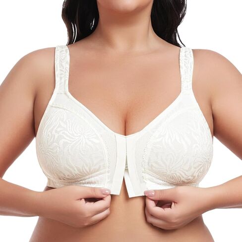 Wingslove Women's Front Closure Minimizer Bra Full Coverage Wirefree Comfort Bras Non Padded Plus Size in Saudi Arabia