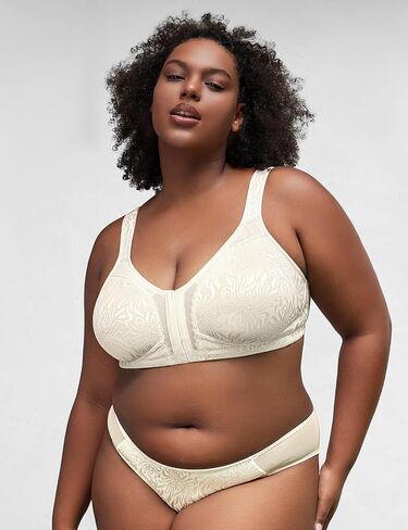 Wingslove Women's Front Closure Minimizer Bra Full Coverage Wirefree Comfort Bras Non Padded Plus Size in Saudi Arabia