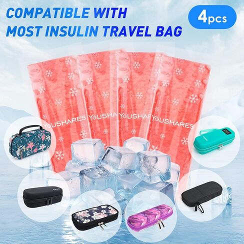 YOUSHARES TSA Approved Ice Packs for Insulin Cooler Travel Case - Travel Ice Packs for Medications, Reusable Small Freezer Packs for Insulin Travel Case (4 Pcs, Yellow) in Saudi Arabia
