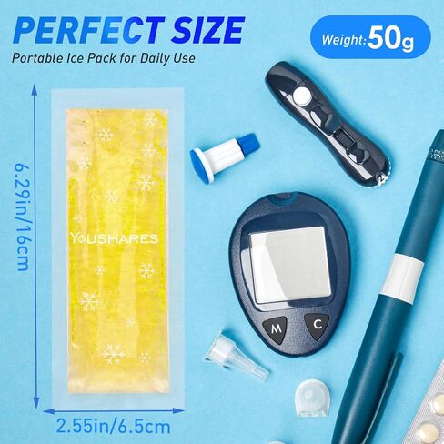 YOUSHARES TSA Approved Ice Packs for Insulin Cooler Travel Case - Travel Ice Packs for Medications, Reusable Small Freezer Packs for Insulin Travel Case (4 Pcs, Yellow) in Saudi Arabia