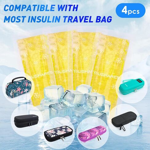 YOUSHARES TSA Approved Ice Packs for Insulin Cooler Travel Case - Travel Ice Packs for Medications, Reusable Small Freezer Packs for Insulin Travel Case (4 Pcs, Yellow) in Saudi Arabia
