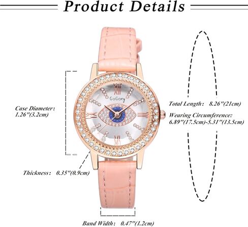 ساعات جلدية نسائية من Avaner مصنوعة من أحجار الراين: ساعات يد أنيقة من الكوارتز التناظرية ذات عين الشر للسيدات in Kuwait