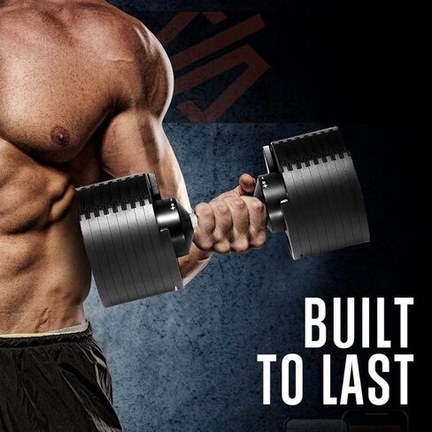 مجموعة دمبل قابلة للتعديل بوزن 70 رطل من SQUATZ، وزن قابل للتعديل لاستبدال 9 دمبل مع 1، تعديلات سريعة للوزن مع تقنية قفل ملتوي، لتمرين الجسم بالكامل ورفع الأثقال in Kuwait