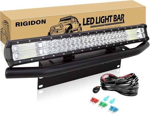 RIGIDON 17Inch 252W Light Bar Triple Row Flood Spot Combo 23 Inch Universal Bull Bar Black Front Bumper License Plate Fog Light Mount Bracket with Work Light Wire Harness for Off Road ATV UTV Truck in Saudi Arabia