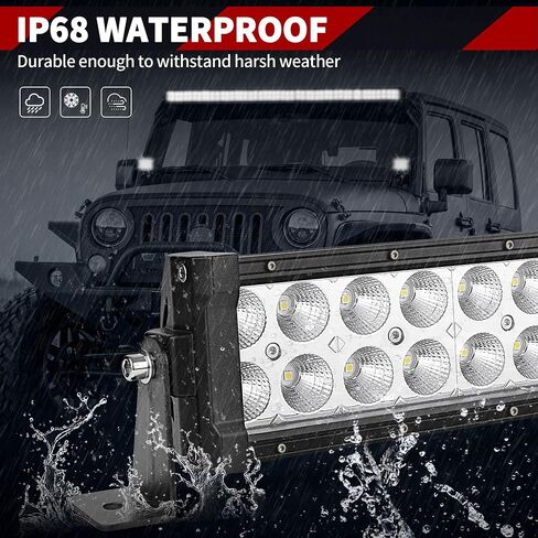 YITAMOTOR LED Light Bar 288W منحني 50 بوصة شريط إضاءة كومبو و2 قطعة 18W بقعة ضوء القرون وتسخير الأسلاك متوافق مع جيب، بيك اب، شاحنة، ATV، قارب، سيارات الدفع الرباعي، IP68 ضوء LED مقاوم للماء in Saudi Arabia