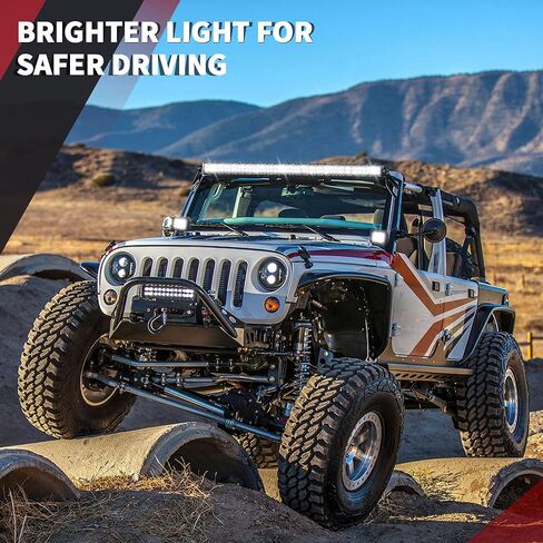 YITAMOTOR LED Light Bar 288W منحني 50 بوصة شريط إضاءة كومبو و2 قطعة 18W بقعة ضوء القرون وتسخير الأسلاك متوافق مع جيب، بيك اب، شاحنة، ATV، قارب، سيارات الدفع الرباعي، IP68 ضوء LED مقاوم للماء in Saudi Arabia