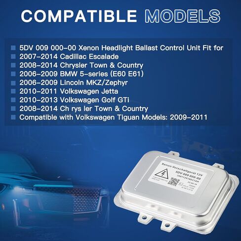 استبدال وحدة التحكم في الصابورة الأمامية زينون Hid 5DV 009 000-00 مناسب لـ 2007-2014 كاديلاك إسكاليد و2006-2009 BMW E60 و2008-2014 كرايسلر تاون كانتري وجاكوار فولكس فاجن لينكولن صعب هيونداي in Kuwait
