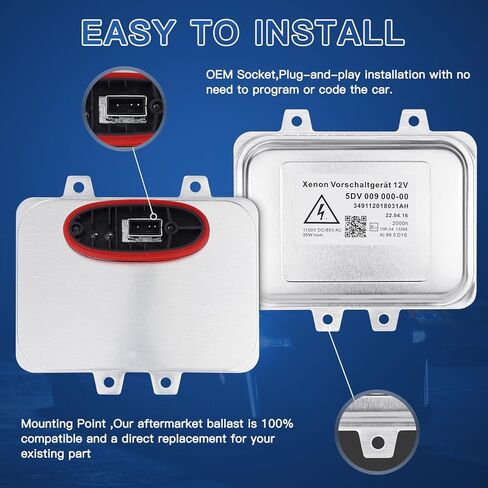استبدال وحدة التحكم في الصابورة الأمامية زينون Hid 5DV 009 000-00 مناسب لـ 2007-2014 كاديلاك إسكاليد و2006-2009 BMW E60 و2008-2014 كرايسلر تاون كانتري وجاكوار فولكس فاجن لينكولن صعب هيونداي in Kuwait