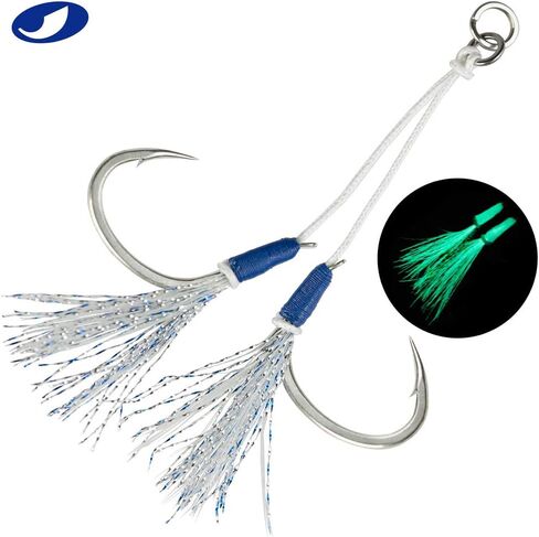 OCEAN CAT Assist Hooks Butterfly Glow Jigging Jigs Slow Fast Fall Hooks Size 2/0,3/0,4/0,5/0,6/0 in Kuwait