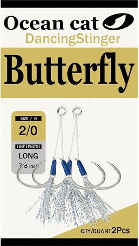 OCEAN CAT Assist Hooks Butterfly Glow Jigging Jigs Slow Fast Fall Hooks Size 2/0,3/0,4/0,5/0,6/0 in Kuwait