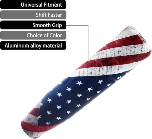 1 قطعة رأس نقل تروس السيارة من سبائك الألومنيوم العالمي، 5.11 بوصة رأس نقل تروس السيارة مطبوع عليه علم أمريكي لنقل المياه، مناسب لمعظم موديلات السيارات (متعدد الألوان) in Kuwait