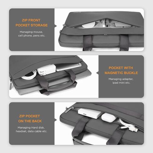 NIDOO 14-15 Inch Laptop Briefcase Bag Sleeve Case for 14" Thinkpad T490 T495s / Latitude 14 15 / Surface Laptop 3 4 ｜ Book 3/15" 16" MacBook Pro / 15" IdeaPad S340 / XPS 15 / MateBook D 15, Grey in Saudi Arabia